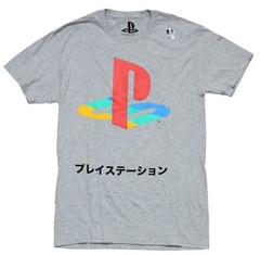 PlayStation Mens T-Shirt – Kanji Logo Front Symbols & Systems Back