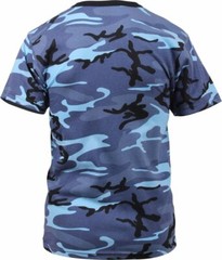 Mens Sky Blue Camouflage Tactical Military Short Sleeve T-Shirt