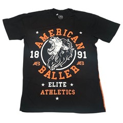 $40 AMERICAN FIGHTER BALLER Black ROAR Athletic Basketball Graphic T-shirt NWT
