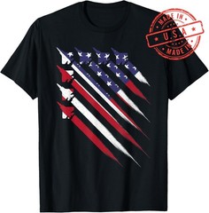 Patriotic 4th of July Jet USA American Flag Men T-Shirt Funny Patriotic T-Shirt