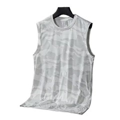 Men’s Polyester Sleeveless Tank Top O Neck Print Quick Dry Workout Top