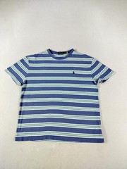 Polo Ralph Lauren Shirt Mens Medium Blue Striped Classic Fit Logo Tee Preppy