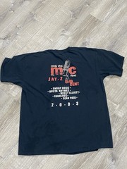 SEE PHOTOS Vintage Jay Z 50 Cent Rap Tee Shirt Rock The Mic Tour 2003 Size XL