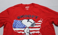 Peanuts Unisex Adult’s Snoopy USA Map Flag Graphic T-Shirt EJ3 Red Small NWT