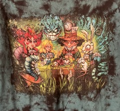 Alice in Wonderland Shirt Men Medium Green Black Tie Dye Big Chris Artwork Art