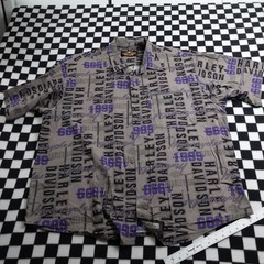 Vintage Harley Davison biker Hawaiian style all over print button up Shirt 2XL