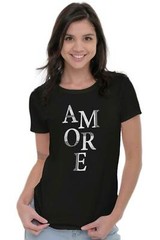 Amore Love Couple French Designer Graphic Womens Short Sleeve Ladies T Shirt
