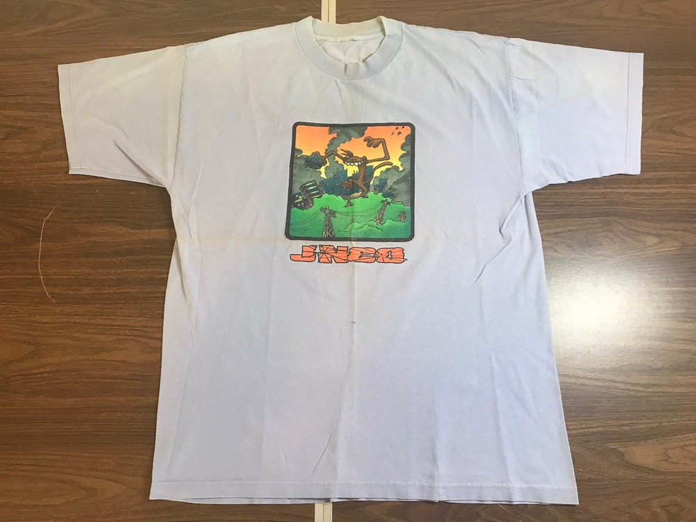 Men’s Vintage 90’s JNCO Livin Large T-shirt Size XL Double Sided Skateboard Rave