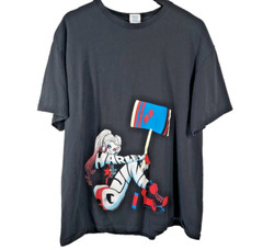 Harley Quinn DC Sitting Graphic Black T-Shirt Adult Size XL Delta Pro Weight GUC