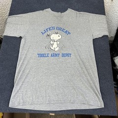 Vintage Peanuts Snoopy Shirt Mens OS Sleep Shirt Gray Tooele Army Depot Tee