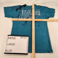 Billabong Casual Crew Neck Short Sleeve Graphic T Shirt Mens Size Large L Blue