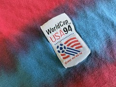 VTG 1994 World Cup USA Tie Dye T Shirt Soccer Red Blue Single Stitch Boxy XL
