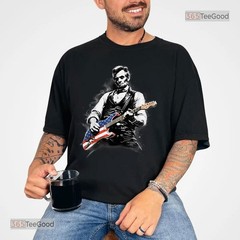 Abe Lincoln Playing Guitar T-Shirt, Funny President Musician Graphic Tee Shirt