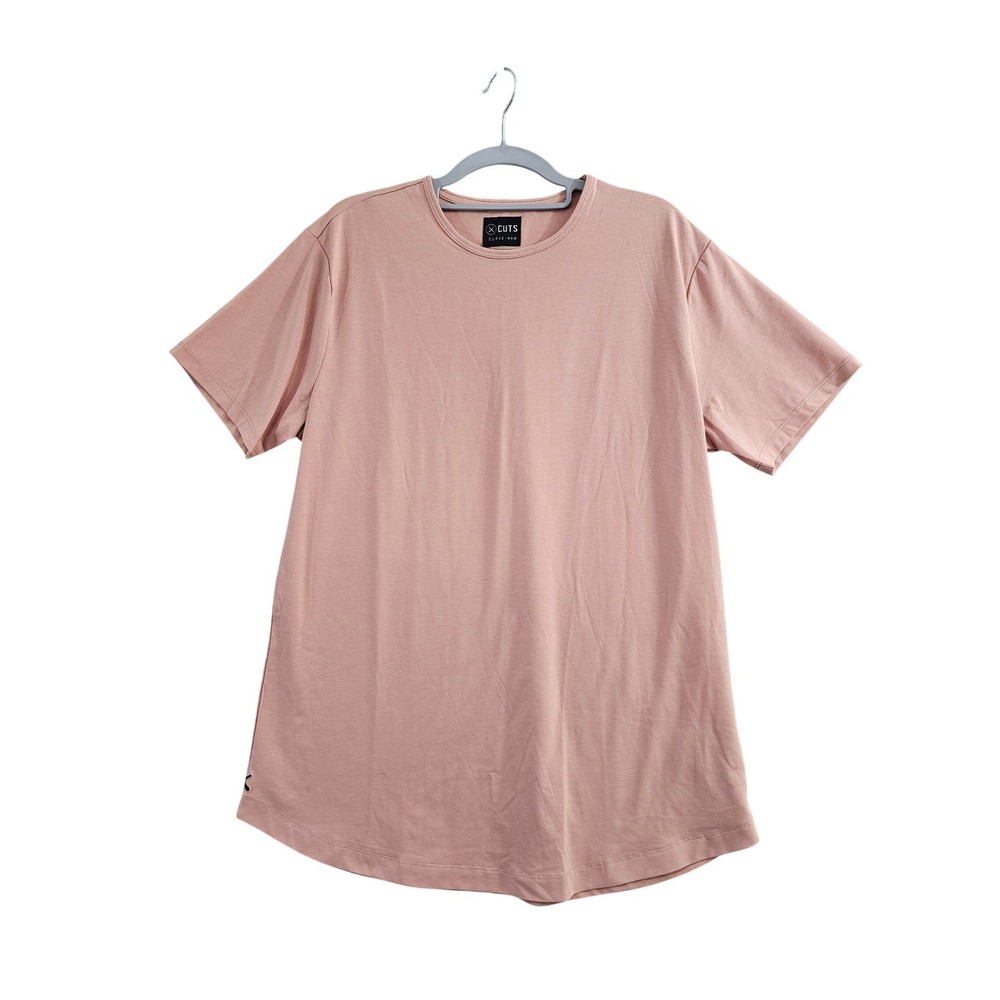 Cuts Curve-Hem T-Shirt Mens Large Pink Solid Pyca Pro Short Sleeve Tee athletic