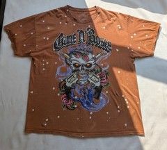 Guns N’ Roses T Shirt Skull Revolvers Orange Bleach Thrashed Tee Mens XL