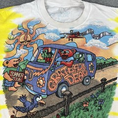 GRATEFUL DEAD Summer Tour Concert Liquid Blue Tie Die Graphic Tshirt Tee Small