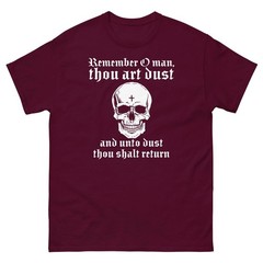 Memento Mori T-Shirt Remember Thou Art Dust Catholic Skull Graphic Tee Shirt