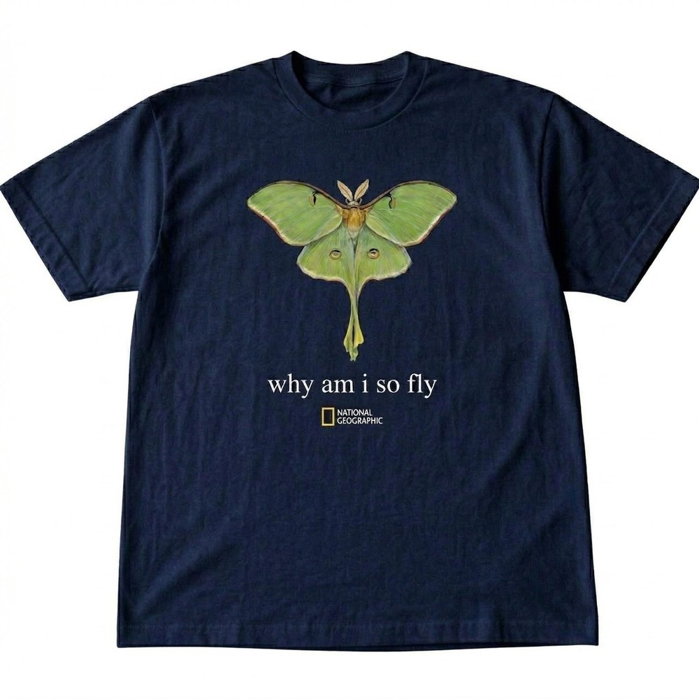 Luna Moth Funny Graphic Tee Vintage National Geographic T-Shirt Mens Womens Unis