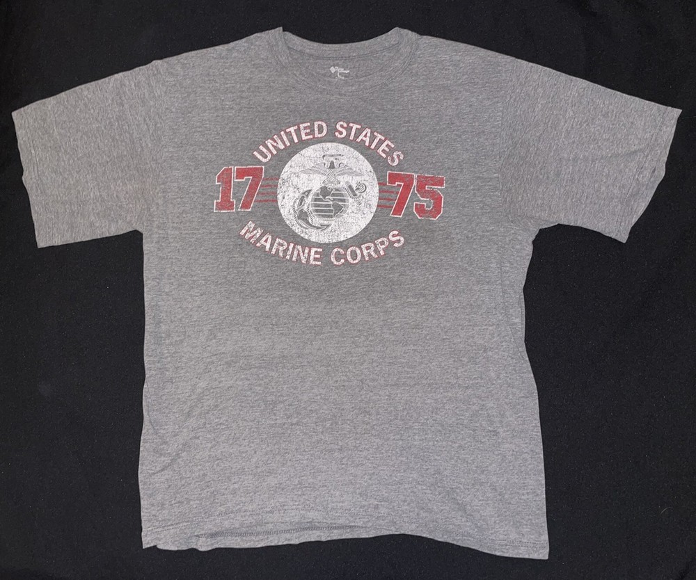 United States Marines Corps 1775 Retro Style Gray T-Shirt With Eagle Adult L