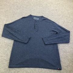 Faherty Shirt Mens Large Blue Cloud Cotton Henley Long Sleeve Tagless Tee