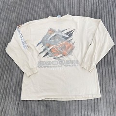 VTG Caesars Palace T-Shirt Mens L Cream Gladiator Las Vegas Long Sleeve Distress