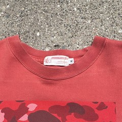A Bathing Ape BAPE Men’s Red Camo Logo Short Sleeve Crew Neck T-Shirt XL