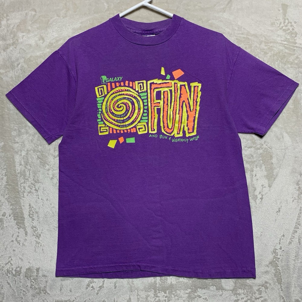 Vintage 90s Hanes Beefy T-Shirt Large (fits S/M) Workout Beach Colorful Fun USA