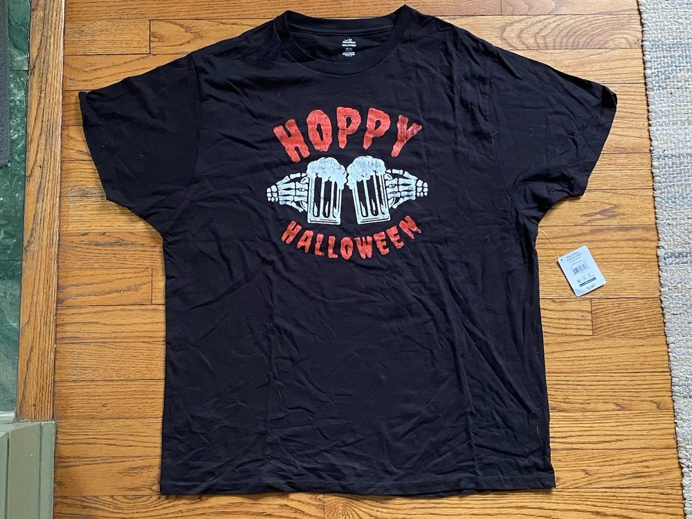 Way To Celebrate Halloween Mens Black Hoppy Halloween T Shirt Short Sleeve XL
