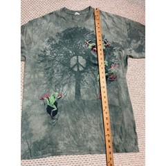 Frog Peace Sign Tree Tie Dye Graphic T-Shirt Green Mens Large vintage