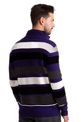 WESTACE Men’s Striped Quarter-Zip Sweater Casual Knit Pullover Jumper S-XXL