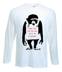BANKSY LAUGH NOW MONKEY LONG SLEEVE T-SHIRT – Choice Of Colours – Sizes S to XXL