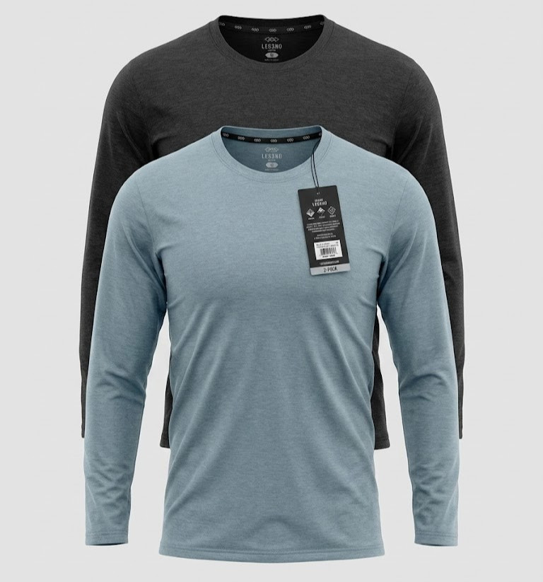 LEG3ND Men’s Athletic Long Sleeve T-Shirt 2-Pack Size Medium Wicking Stretch NEW
