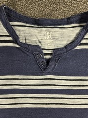 INC International Concepts Men’s XS Blue/White Striped Cotton Knit Henley Tee