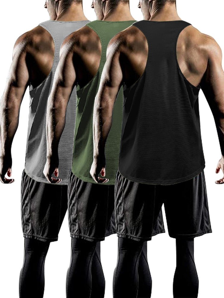 Tank Tops Men YBack Muscle 3 Pack Dry Fit Sleeveless Workout Tank Tops for Me…