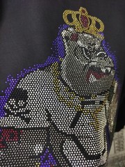 New Fashion Rhinestones Bear Short Sleeve Luxury Men Black White T-Shirt