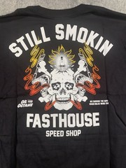 NWT Fasthouse Smoke & Octane Black Tshirt Skull Head Still Smoking Size M