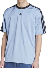 NEW MENS ADIDAS ORIGINALS Medium TREFOIL POLY TEE SHIRT Jacquard Ash Blue Black