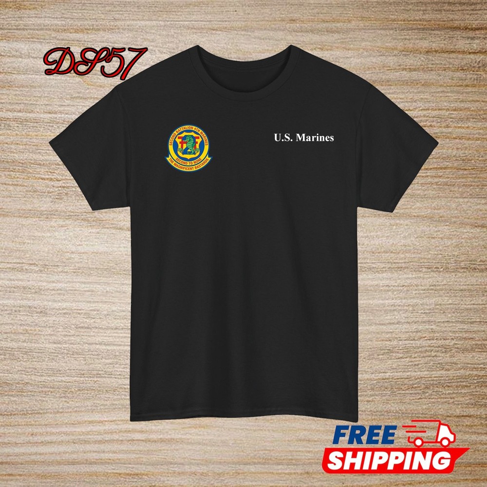 2nd Battalion 4th Marine Regiment USMC Small Logo T-Shirt S to 5XL Made In USA