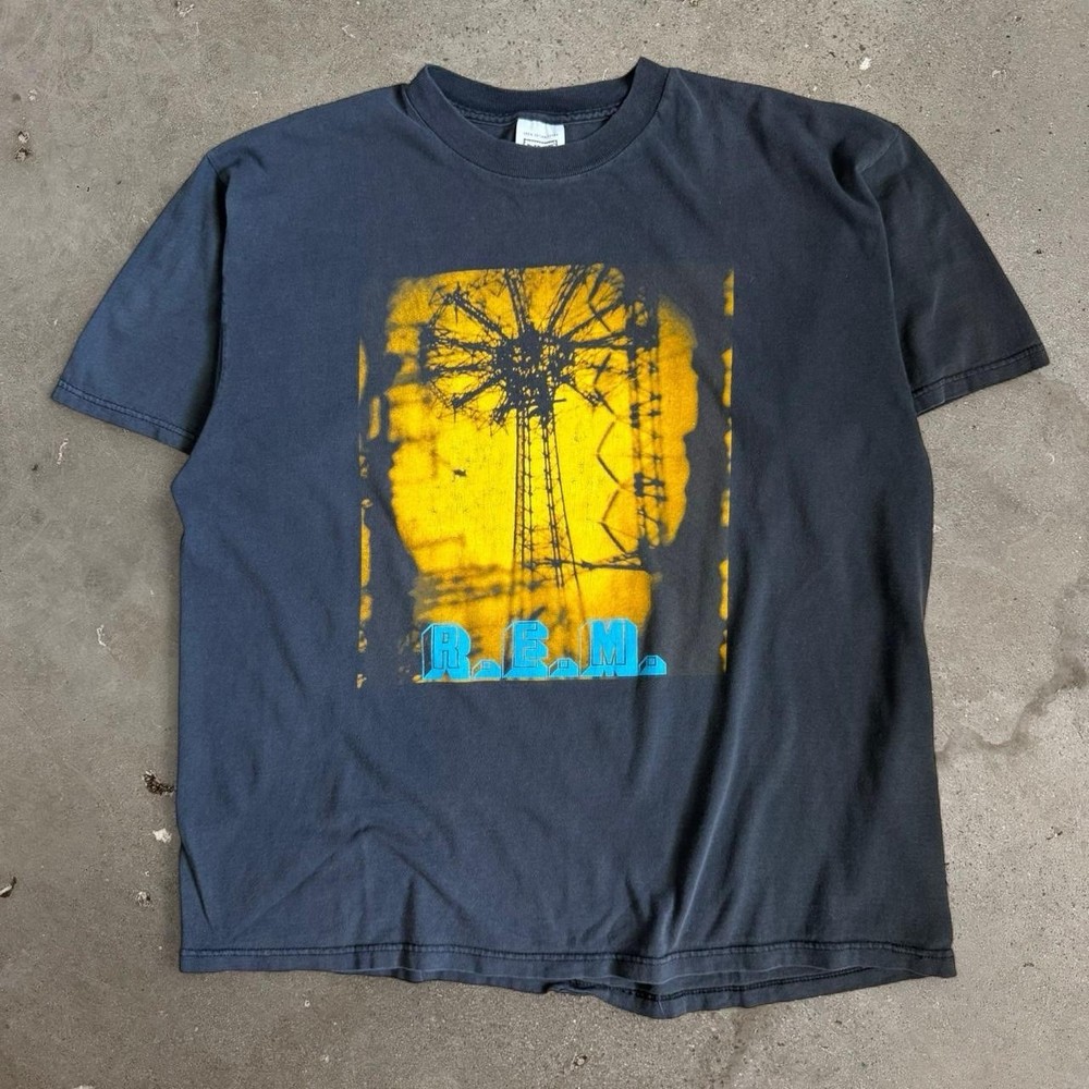 Vintage 90s REM World Your T-Shirt Adult XL 1995 Nice Man Faded Black Music
