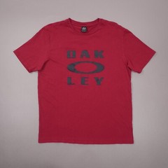 Oakley Regular Fit Short Sleeve T Shirt Mens Large Deep Red Spell Out Logo