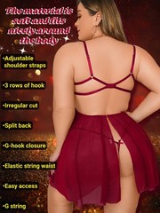 Unwrap Me Ribbon Split Back Flowy Gifts Plus Size Lingerie 2 PCS