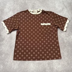 Vintage 90s Polka Dot Shirt Womens M Brown Pocket Graphic Tee