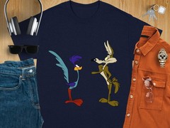 Wile E Coyote and Road Runner T-Shirt Cartoon Character Tee USA Size S to 3XL