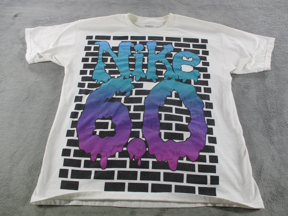 Nike 6.0 Shirt Mens Large White Brick Wall Drip Graphic Skater Tee Streetwear