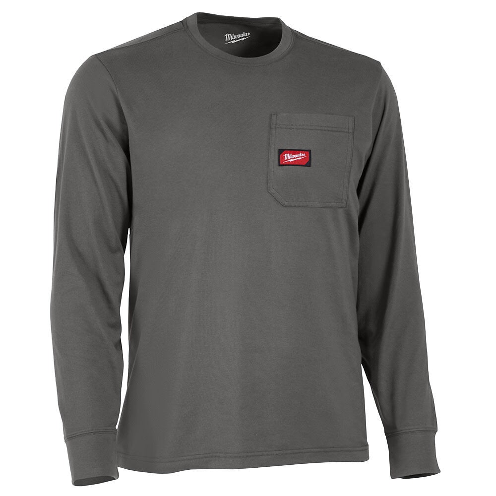 Milwaukee Gridiron Pocket T-Shirt Long Sleeve Gray Xl