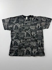 AC/DC Tultex Shirt Mens Medium Black Allover Concert Flyer Graphic Tee Rock Band