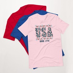 USA Since 1776 Floral T-Shirt, Patriotic American Independence Day Shirt
