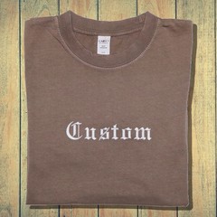 Custom Text Embroidery Old English Your name Brand Embroidered Tee Personalized