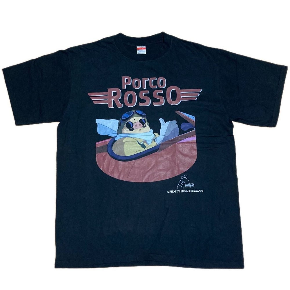 Porco Rosso Studio Ghibli Graphic Anime Movie T-Shirt XL Black