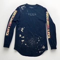 Civil Regime Through Hell & Back Long Sleeve T Shirt Mens SZ M Black Bleach Wash